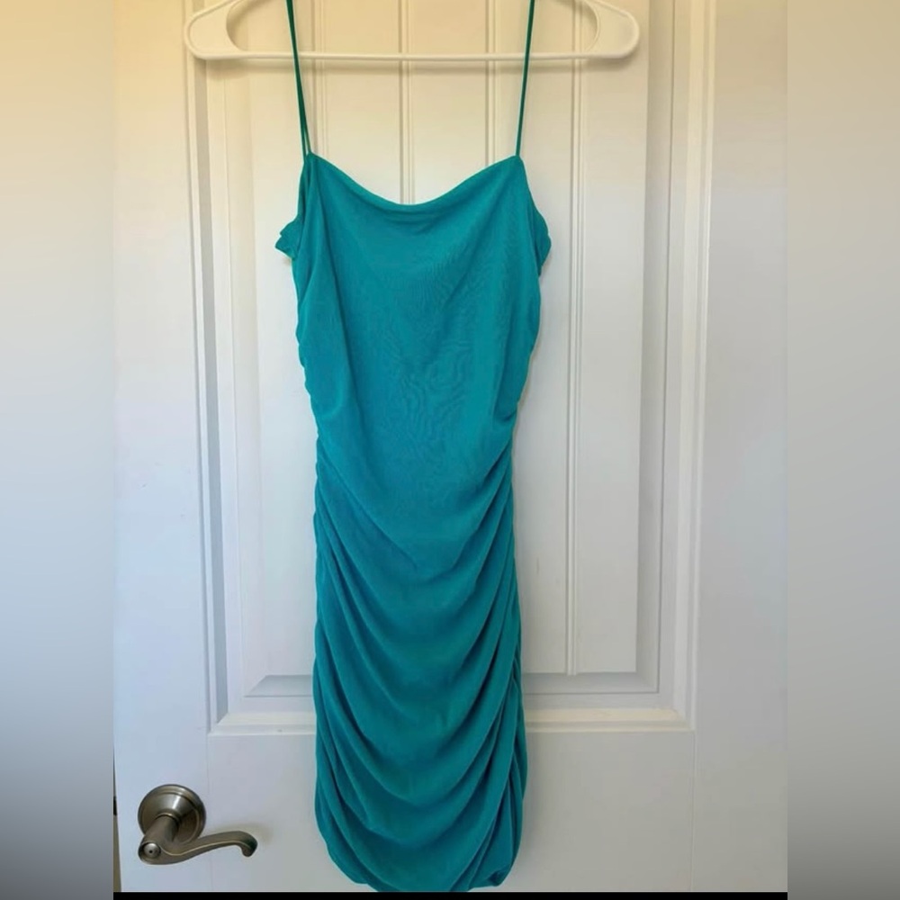Elegant Teal Ruched Dress